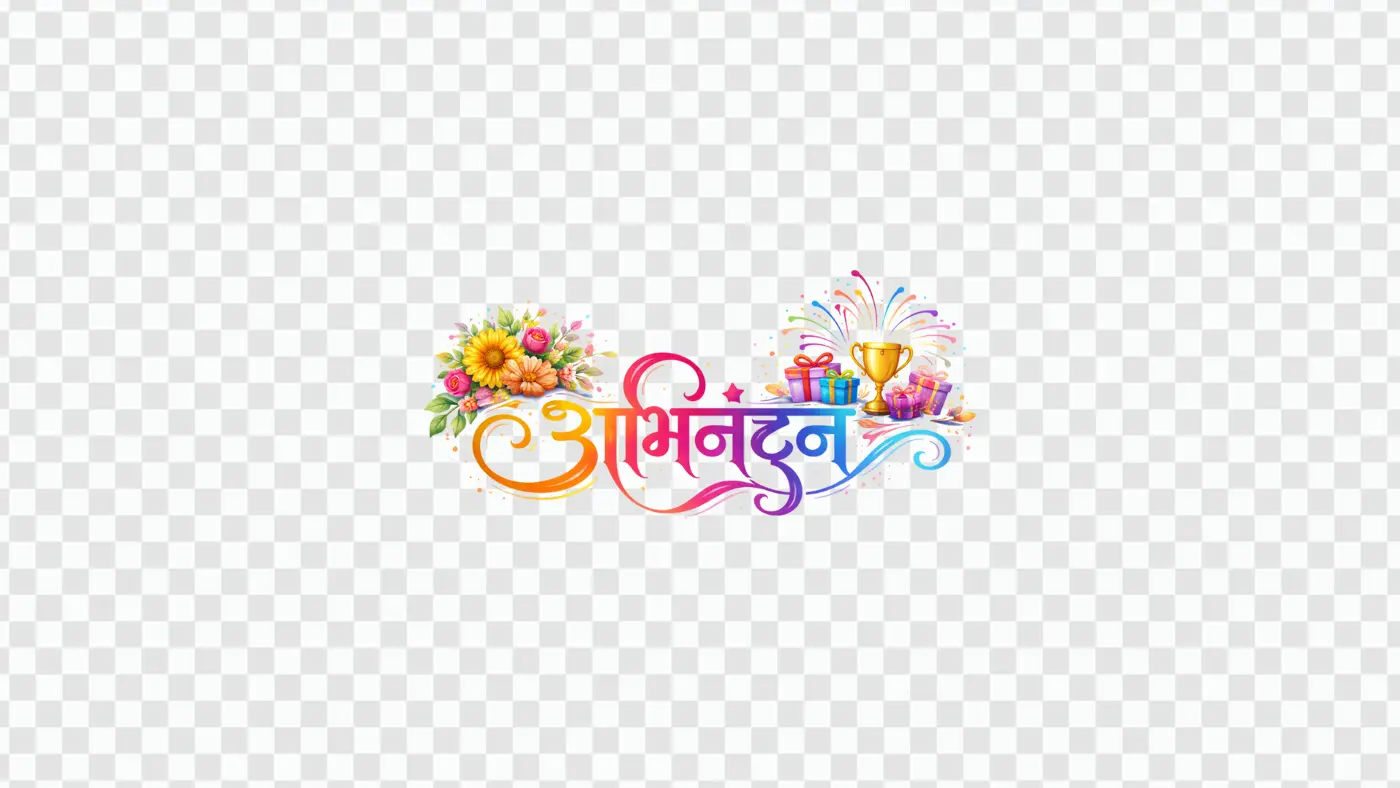 Colorful Abhinandan Hindi Calligraphy Celebratory Greeting Clipart PNG
