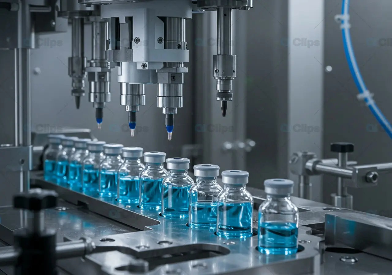 Pharmaceutical Bottling Process in a High-Tech Laboratory