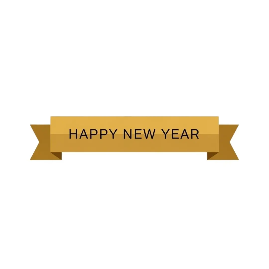 Stylish Gold Happy New Year Celebration Ribbon Clipart PNG