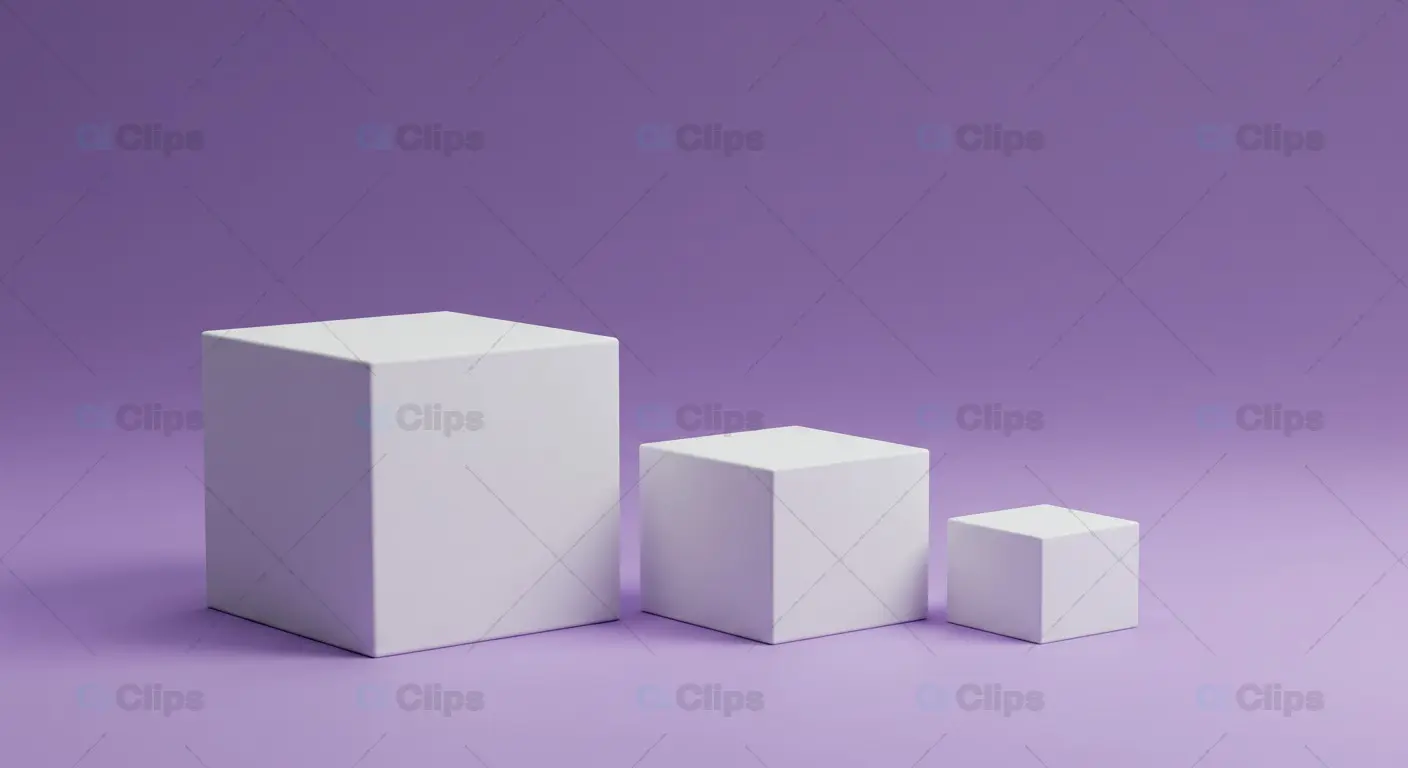 Minimalist White Cubes on Purple Gradient