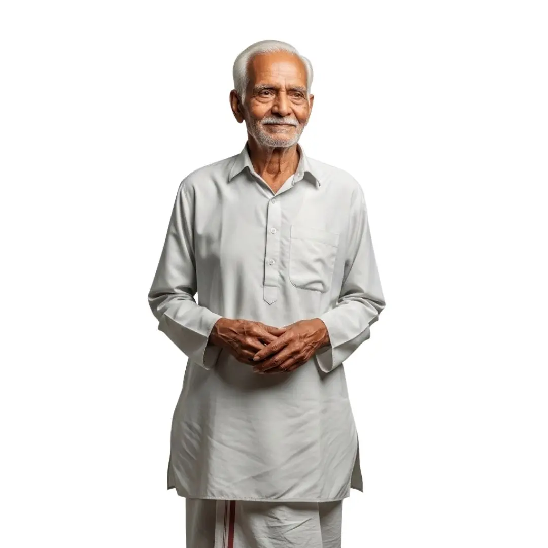 Elderly Indian Man in Traditional Kurta Clipart PNG