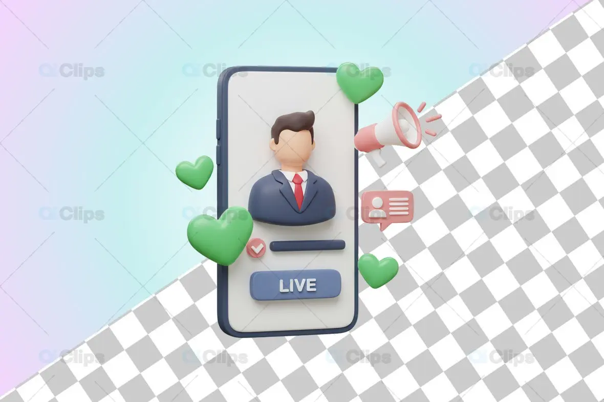 3D Live Streaming Business Profile with Interactive Elements