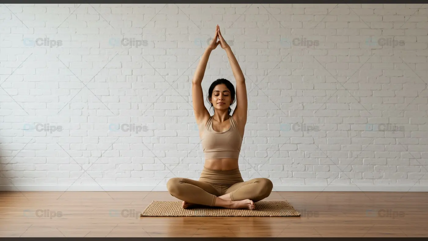 Woman Practicing Yoga in a Meditative Pose