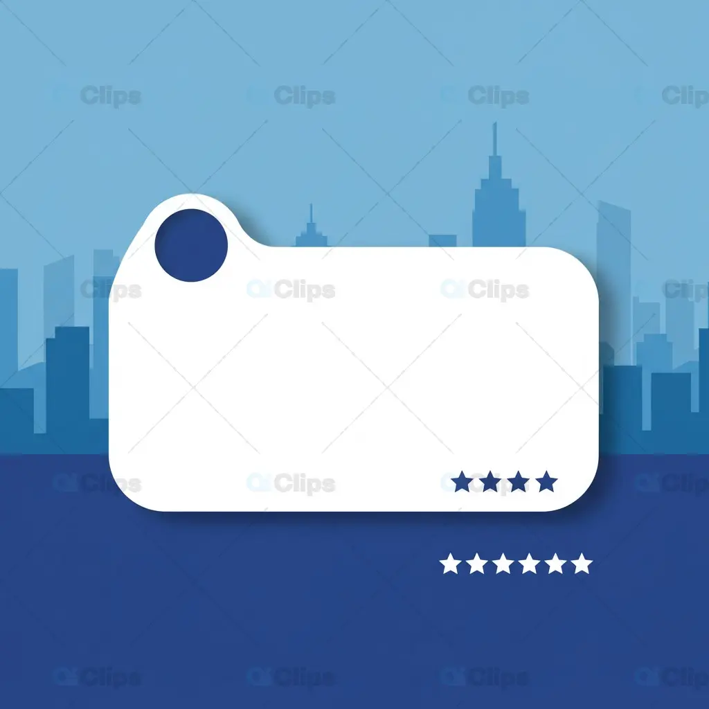 Modern City Skyline Review Template with Star Ratings