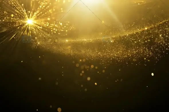 Elegant Golden Light Burst with Sparkling Particle Trail