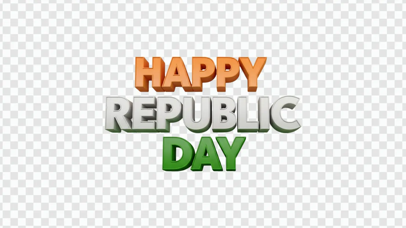 Tricolor Happy Republic Day 3D Text Clipart PNG