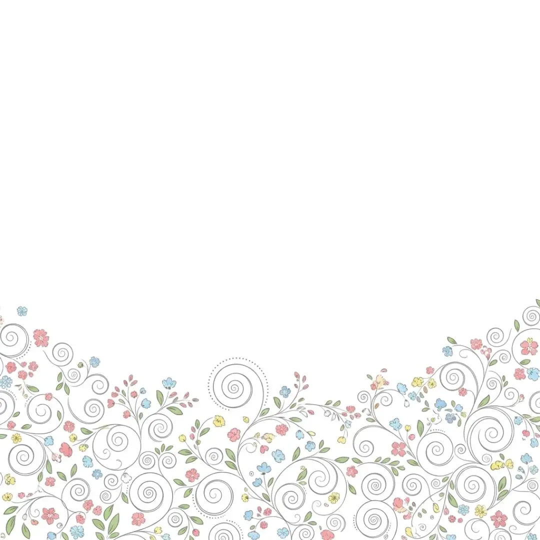 Whimsical Pastel Flower Swirls Decorative Border PNG Clipart
