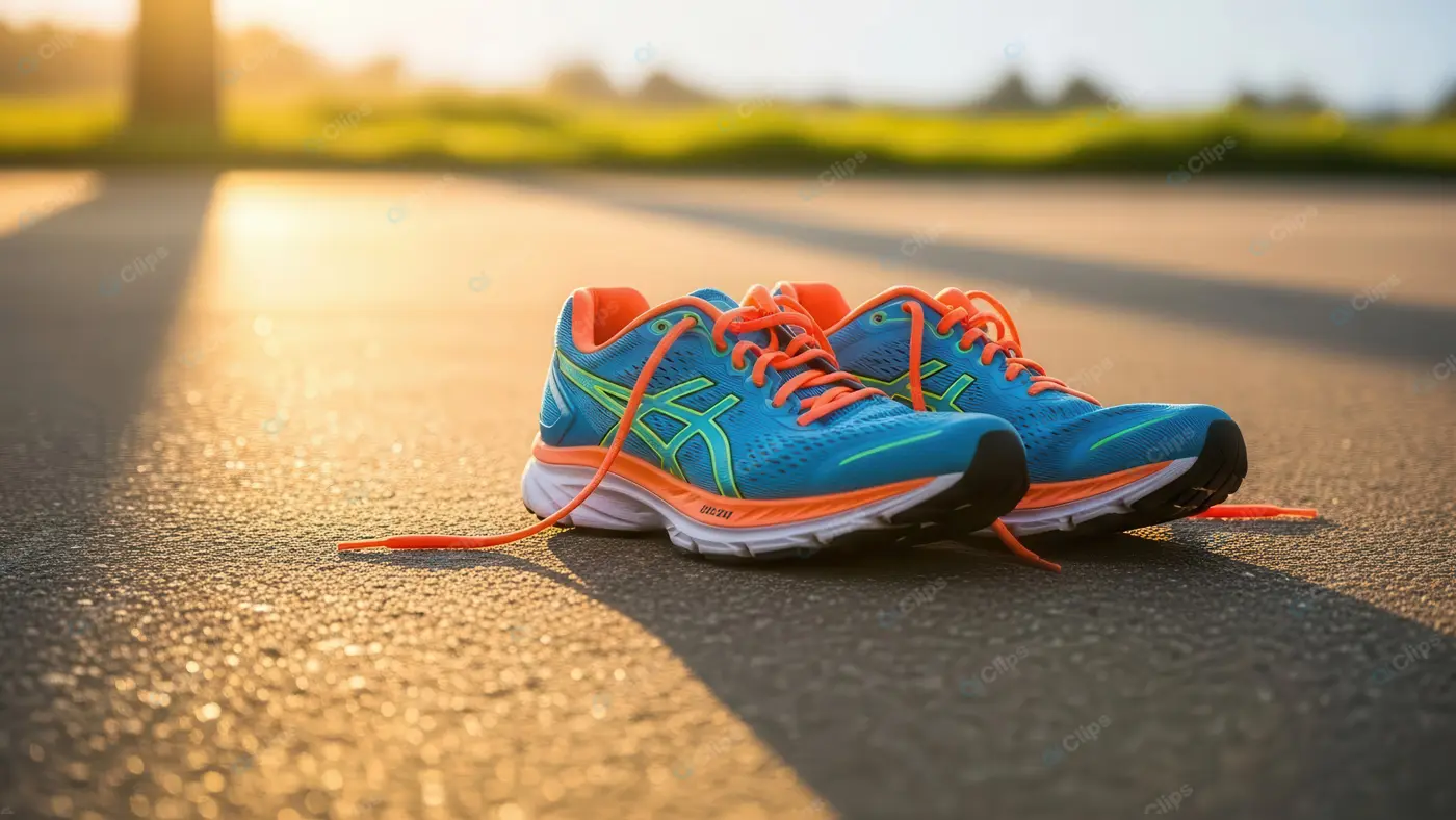Vibrant Running Shoes at Sunrise