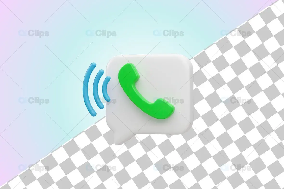 3D Phone Call Icon with Sound Waves in Speech Bubble
