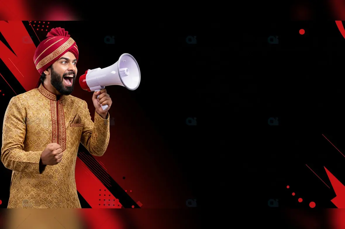 Traditional Indian Man with Megaphone