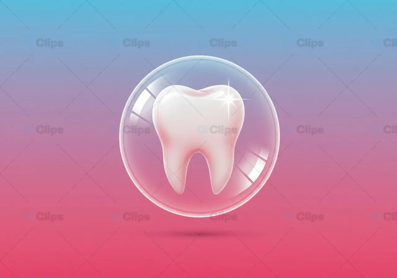 Shiny Tooth in Protective Bubble A Symbol of Oral Health