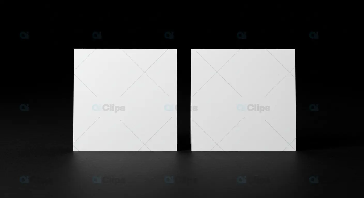 Minimalist Dual Tent Card Mockup on Black Background