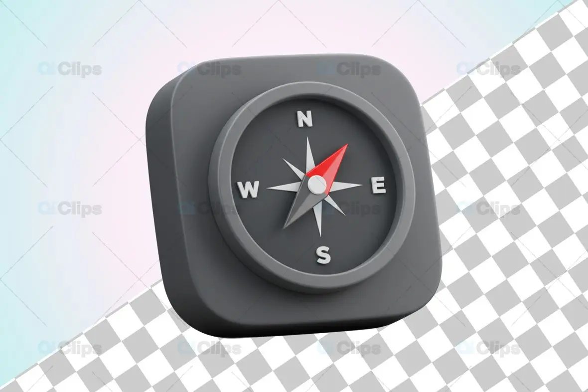 3D Compass Icon Illustration