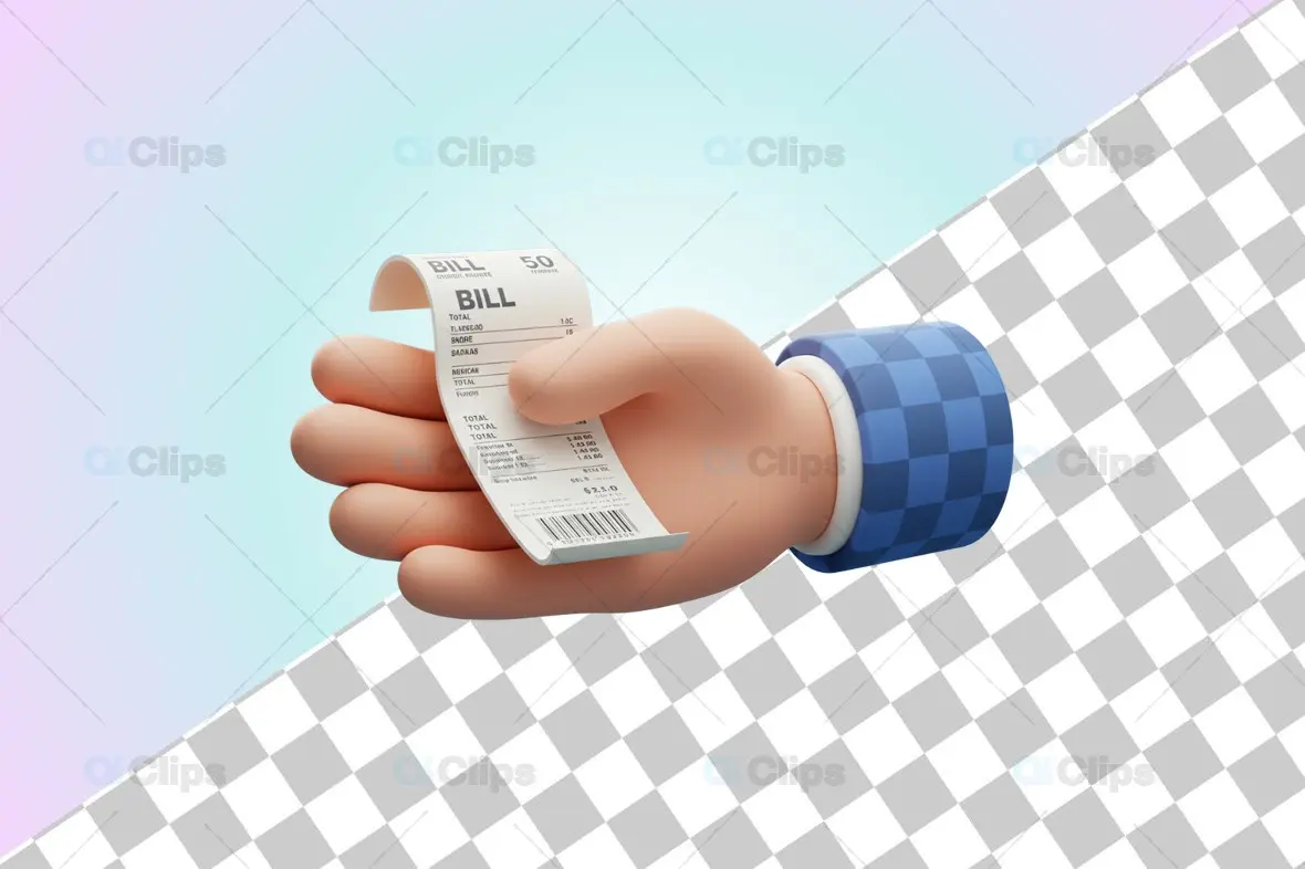 3D Hand Holding a Receipt Illustration