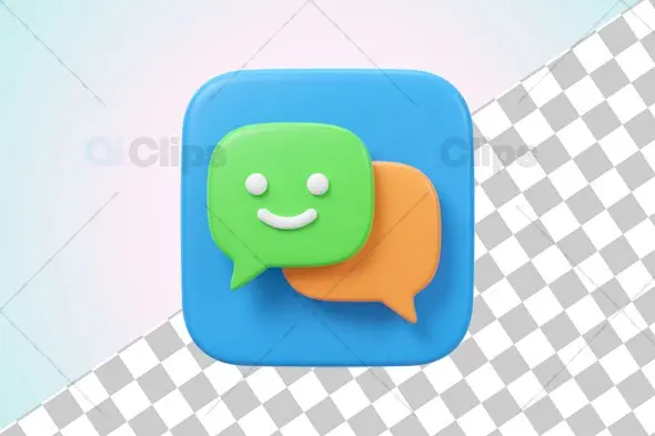 3D Chat Icon Illustration