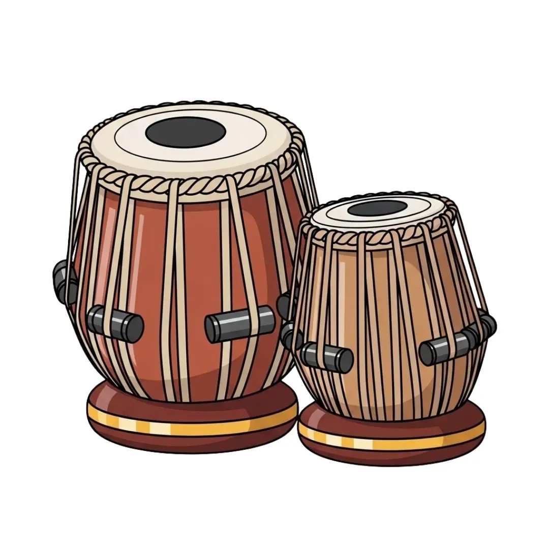 Indian Classical Tabla Drum Pair Illustration PNG Clipart