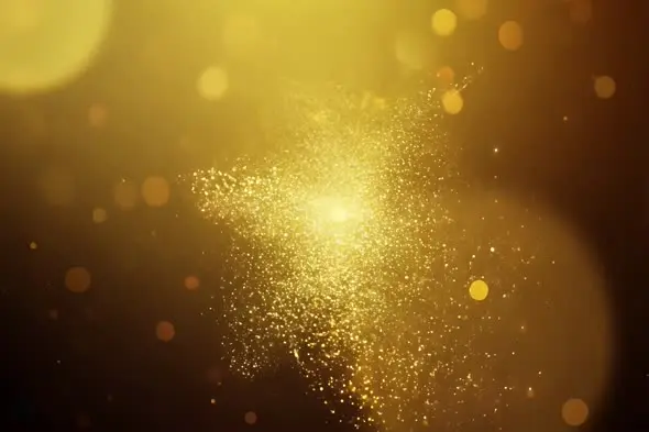 Elegant Golden Particles Burst with Bokeh Effect