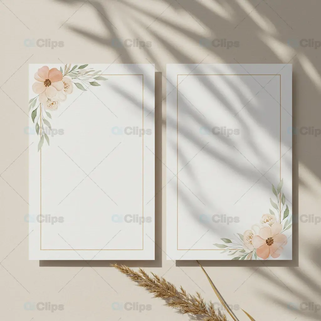 Elegant Floral Frame with Palm Shadow Overlay