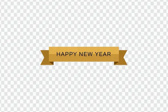 Stylish Gold Happy New Year Celebration Ribbon Clipart PNG