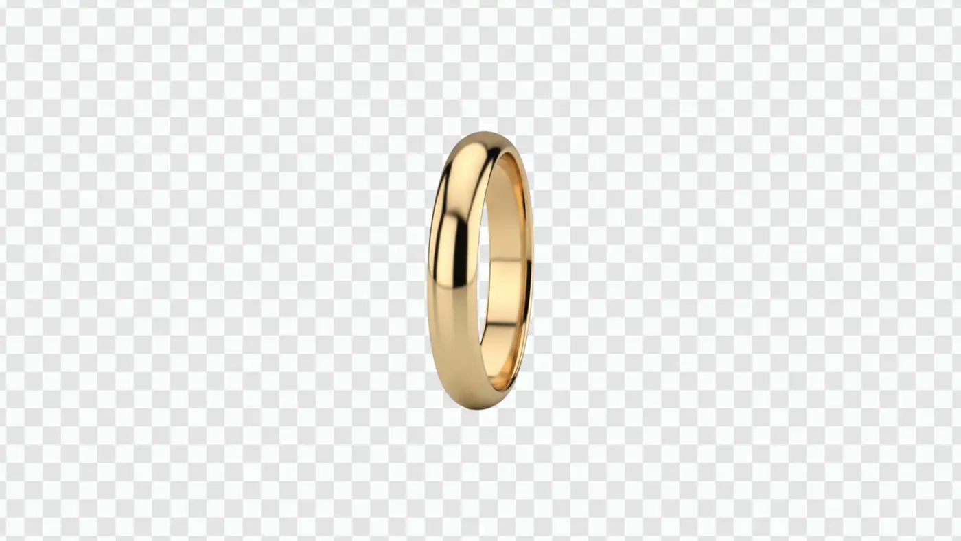 Classic Polished Yellow Gold Wedding Band Ring Clipart PNG