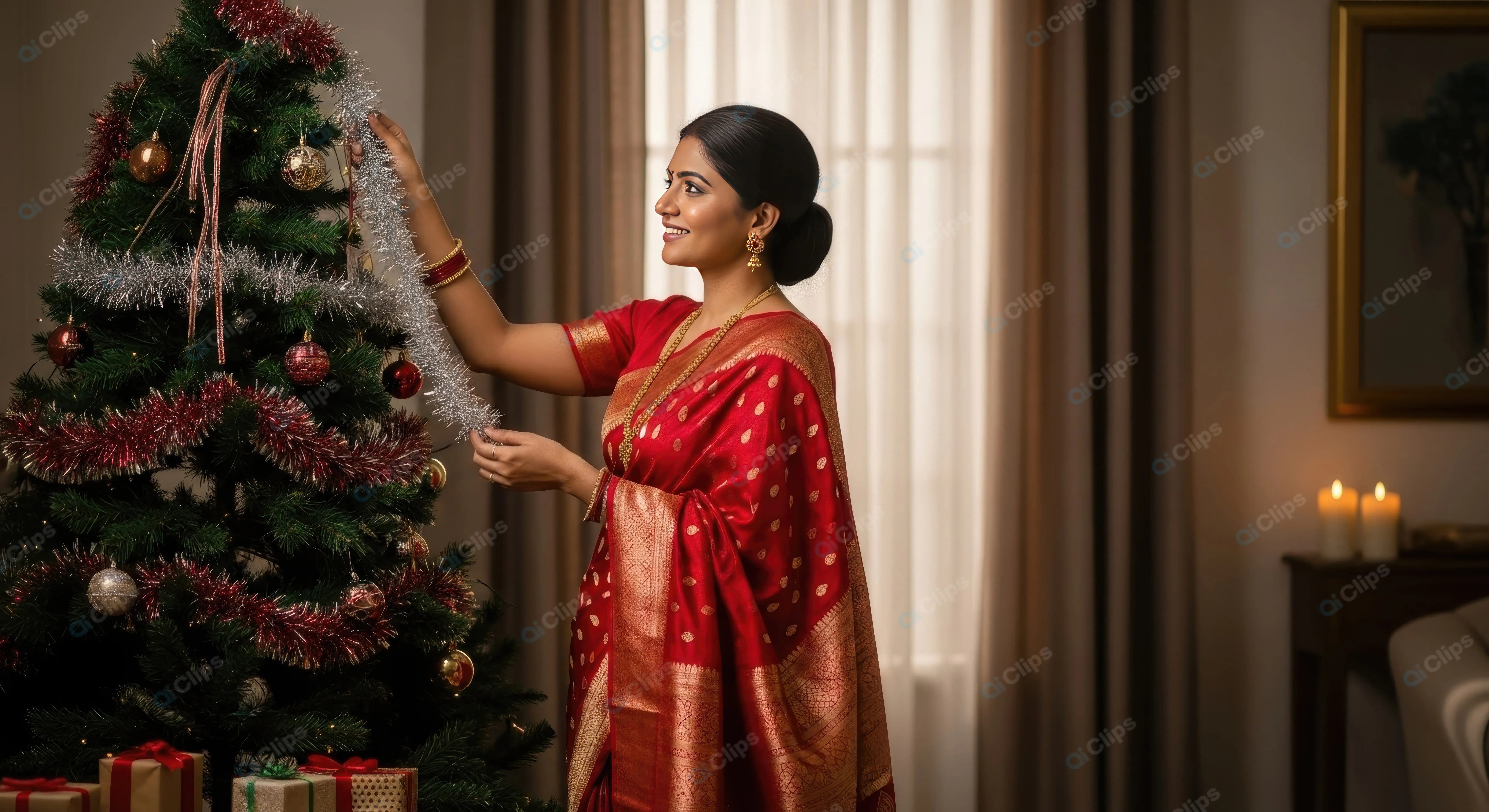 Festive Preparations in a Traditional Saree