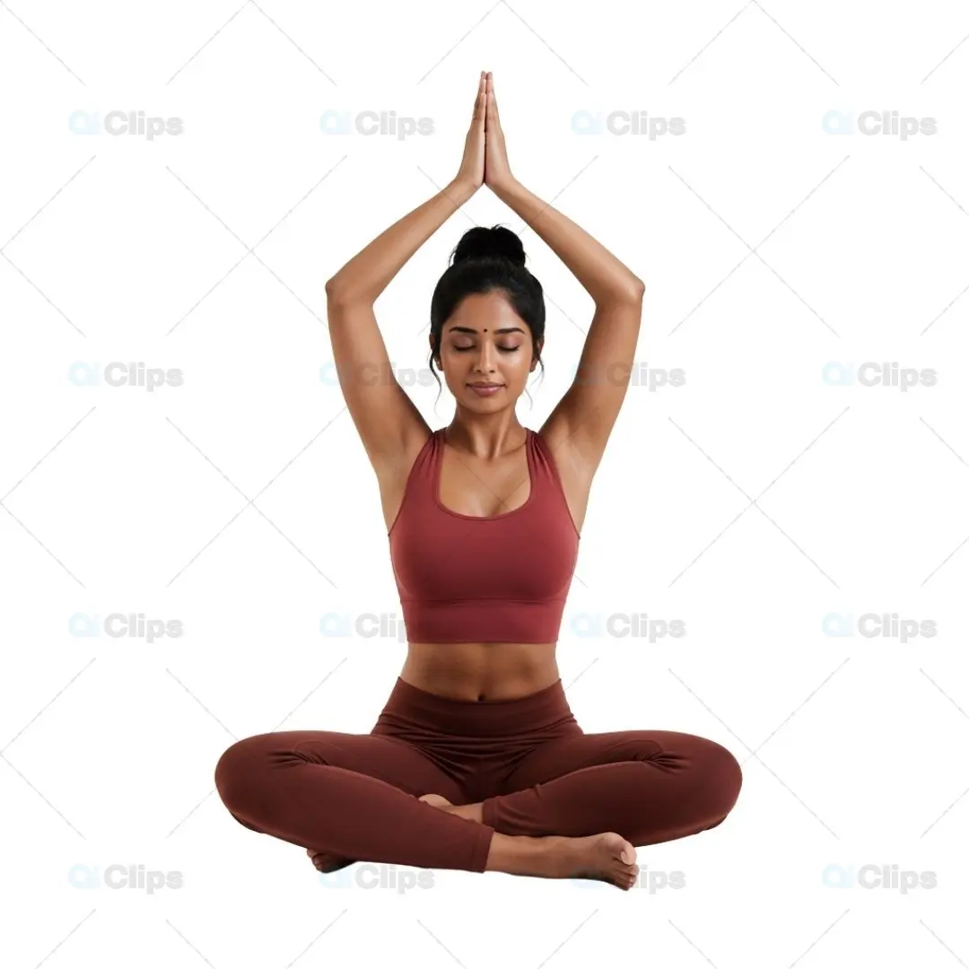 Serene Yoga Meditation Pose in Burgundy Activewear