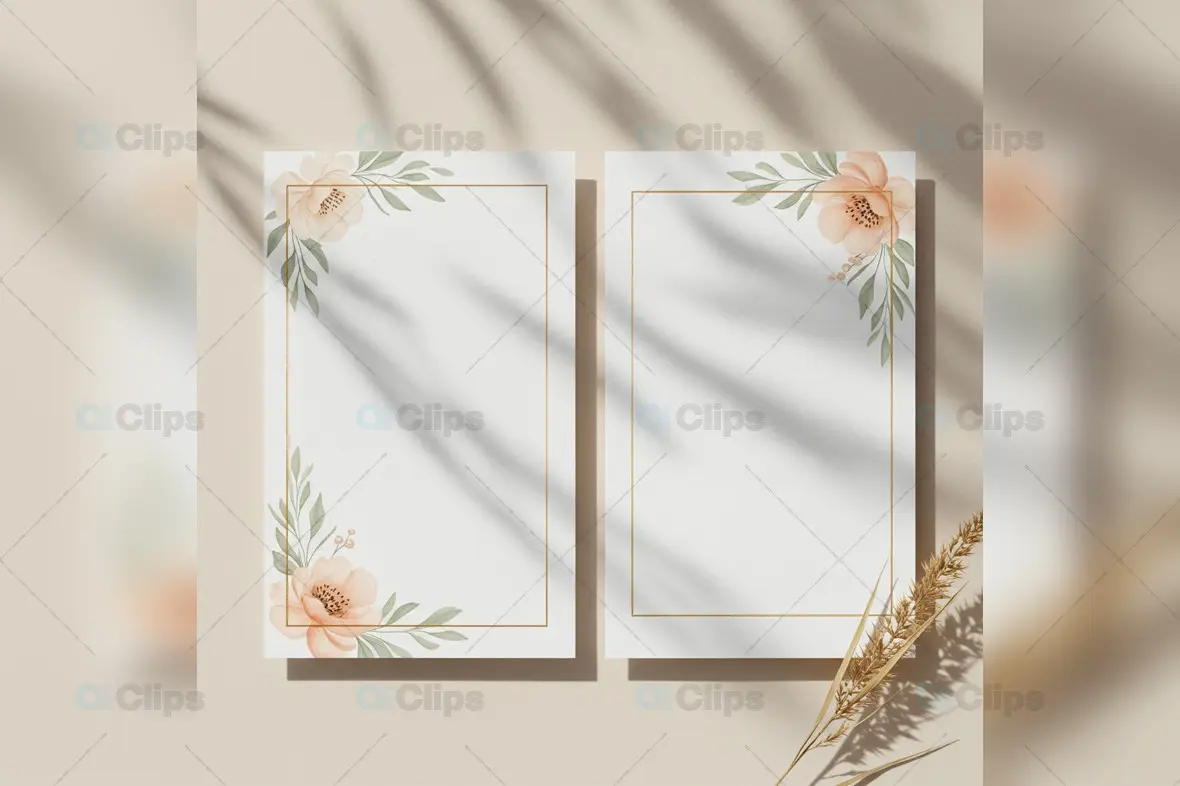 Elegant Floral Frame Template with Shadow Overlay