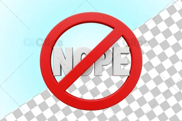 3D "NOPE" Prohibition Symbol