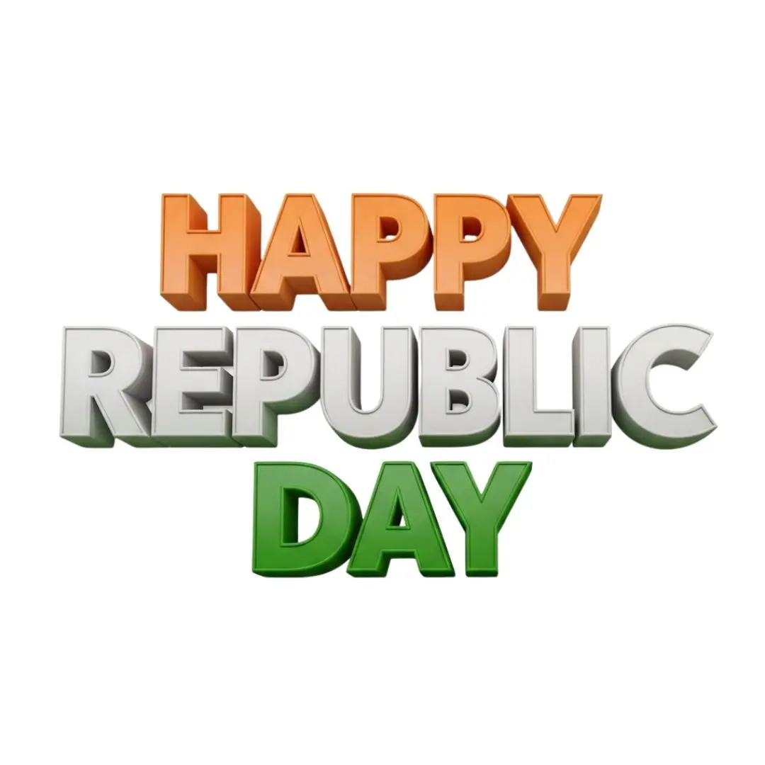 Tricolor Happy Republic Day 3D Text Clipart PNG