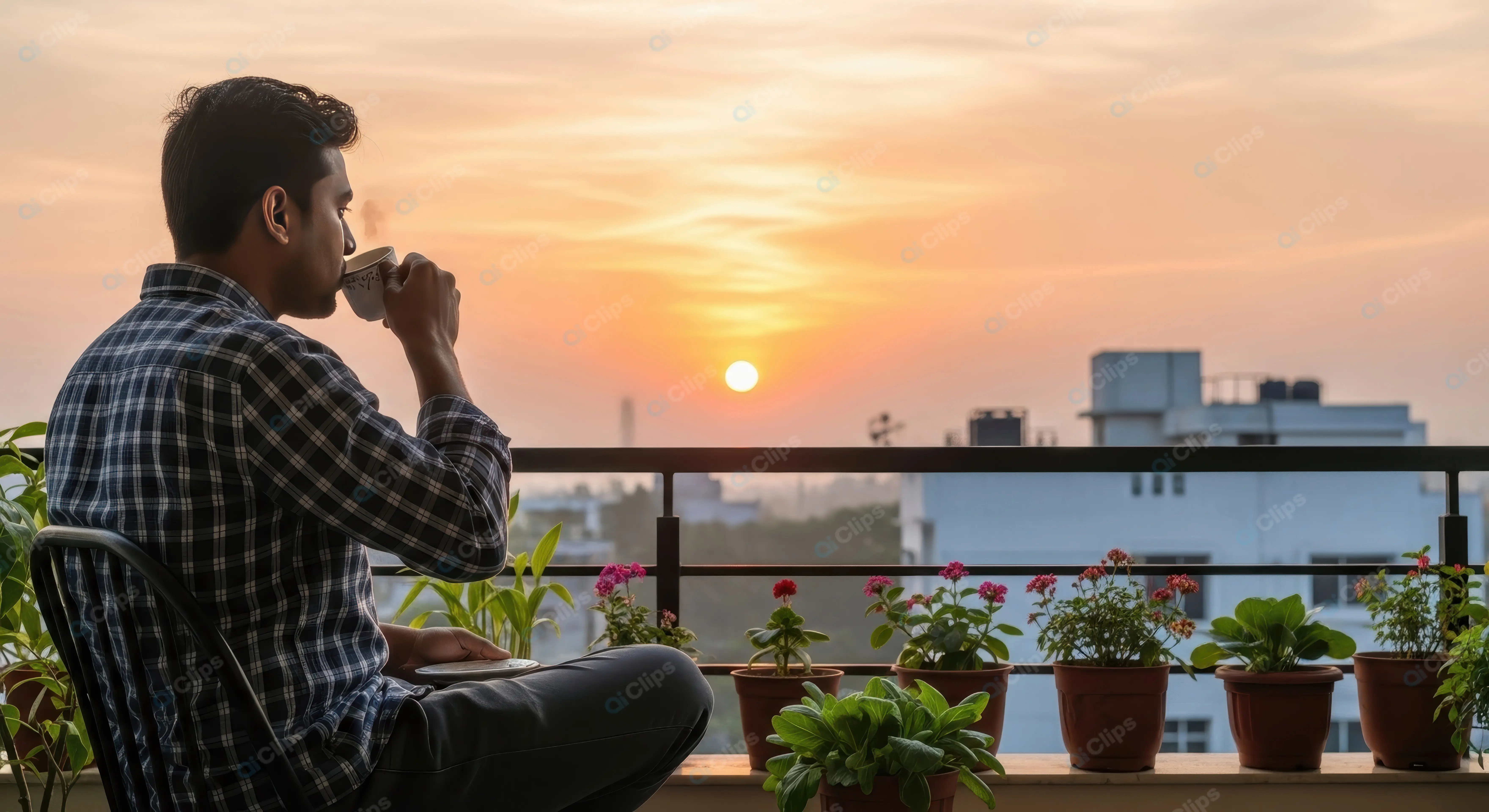 Serene Evening on a City Balcony