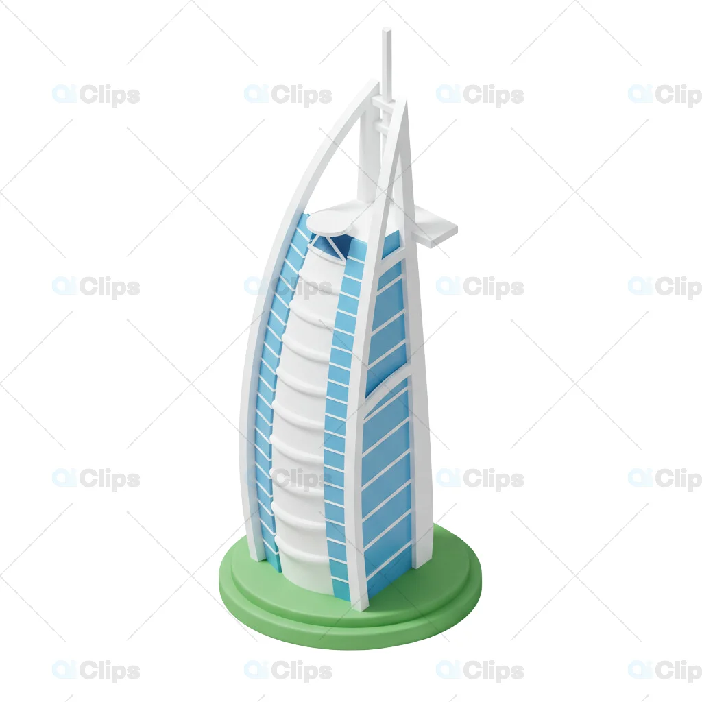 3D Isometric Burj Al Arab Hotel Building Model