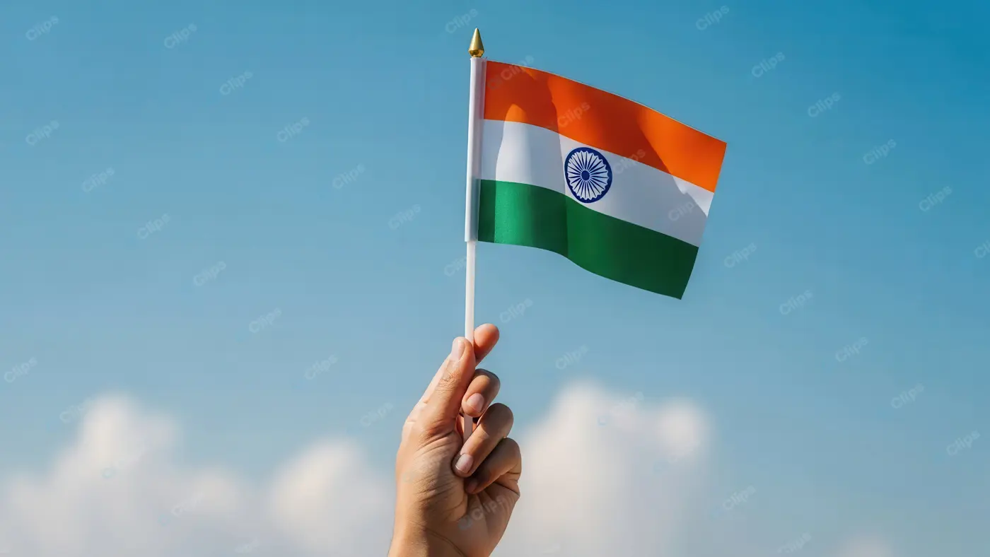 Patriotic Indian Flag Waving Proudly