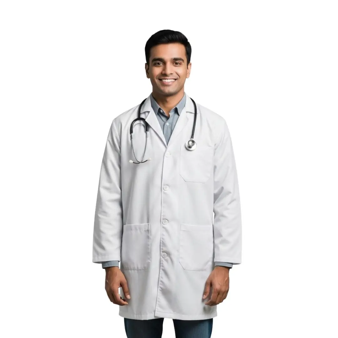 Smiling Indian Male Doctor in White Coat PNG Clipart