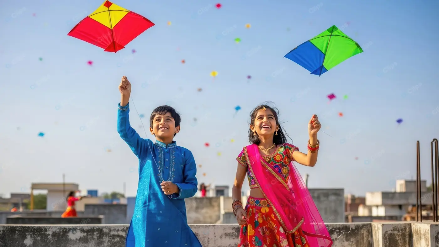 Indian Childrens Festive Kite Celebration