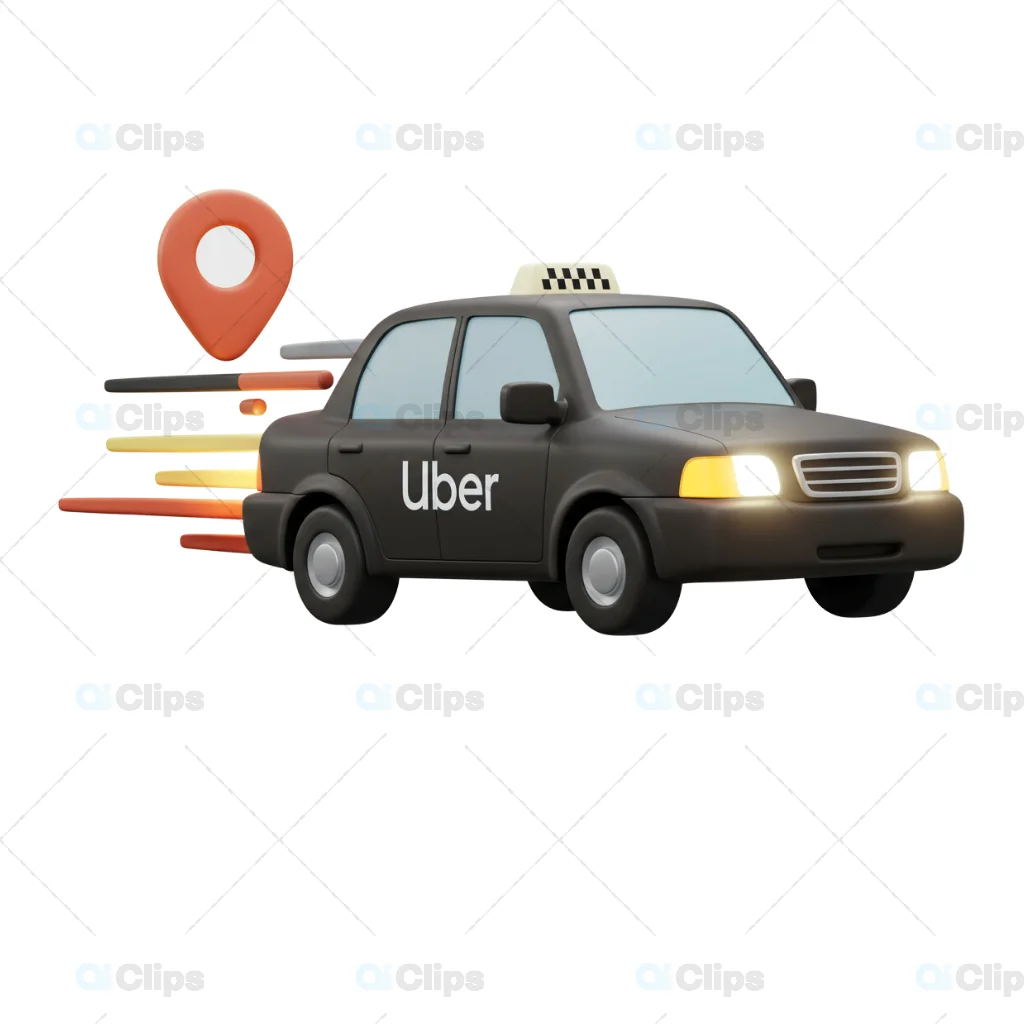 3D Uber Taxi with GPS Location Icon