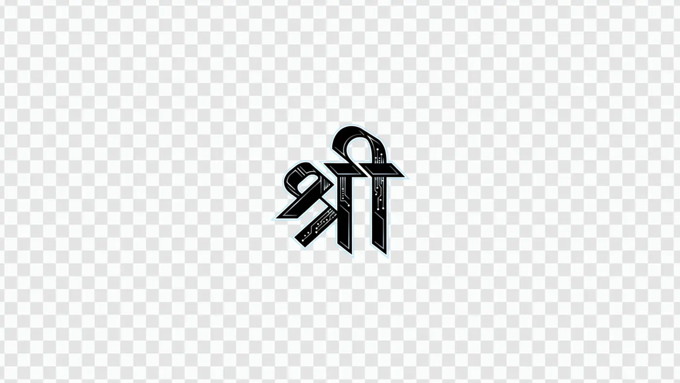 Futuristic Shree Hindi Typography with Circuit Pattern PNG Clipart