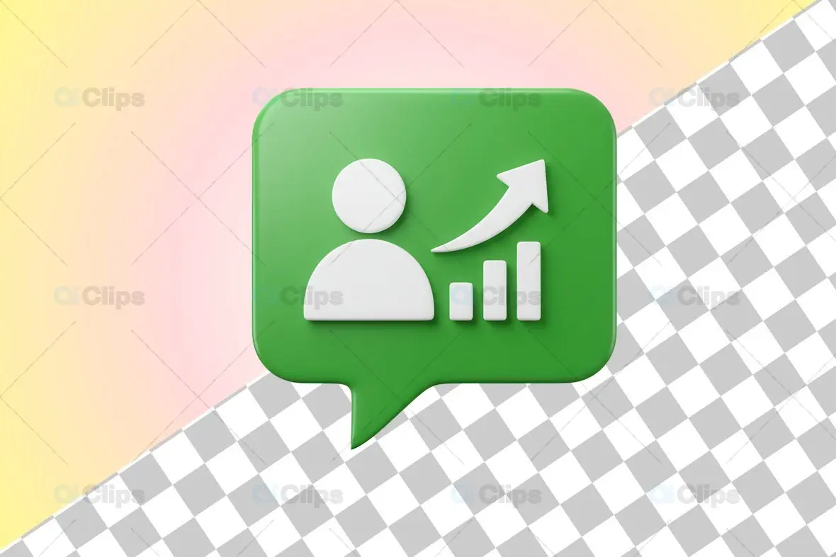 User Growth and Analytics Green Speech Bubble 3D Illustration
