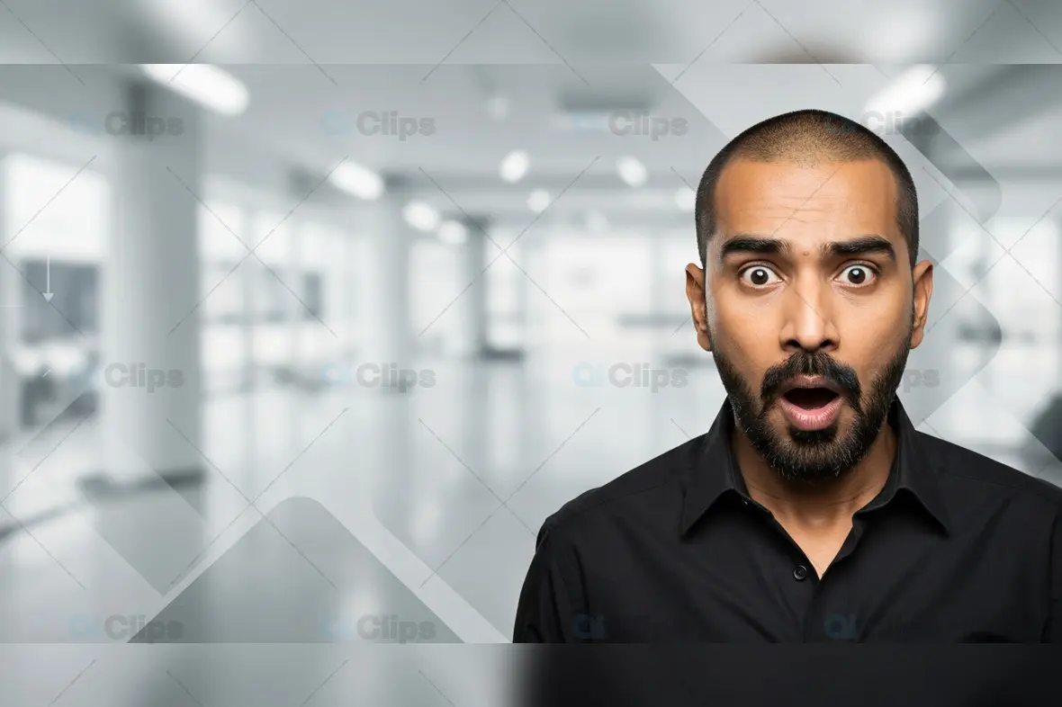 Surprised Indian Man in Office Setting