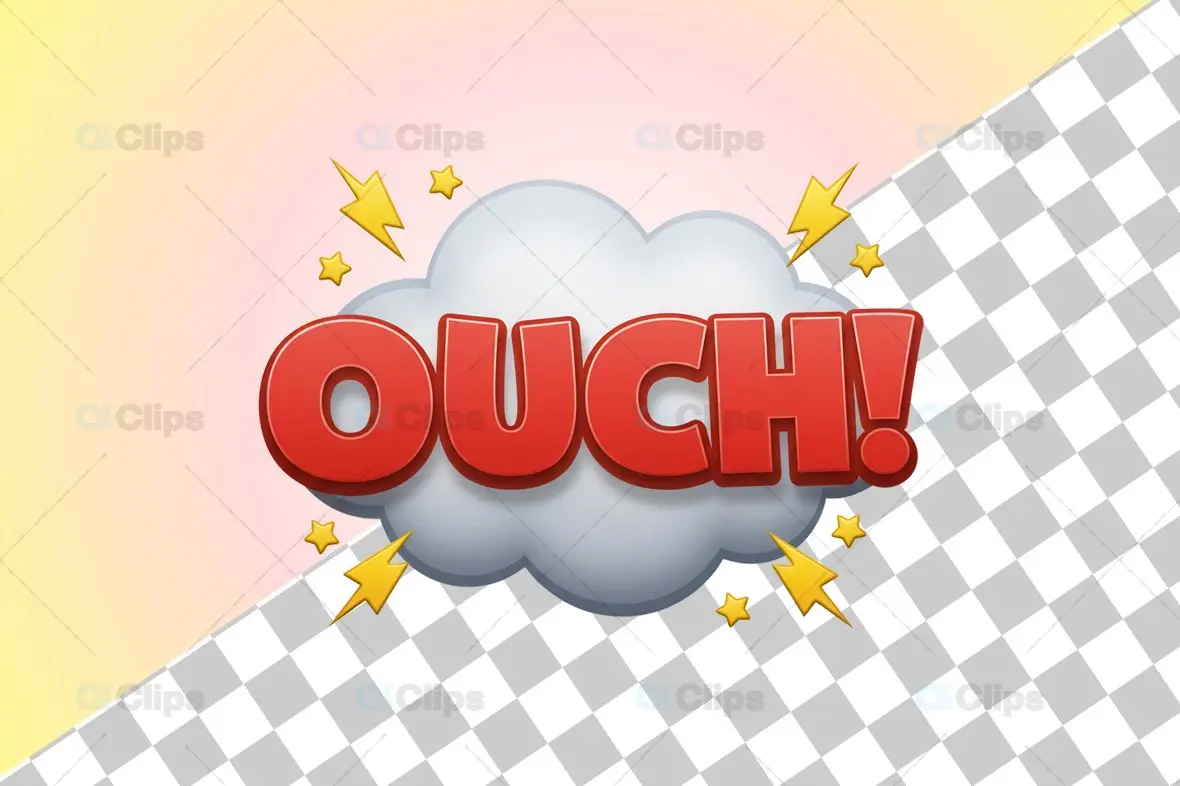 3D Comic "Ouch!" Text Illustration