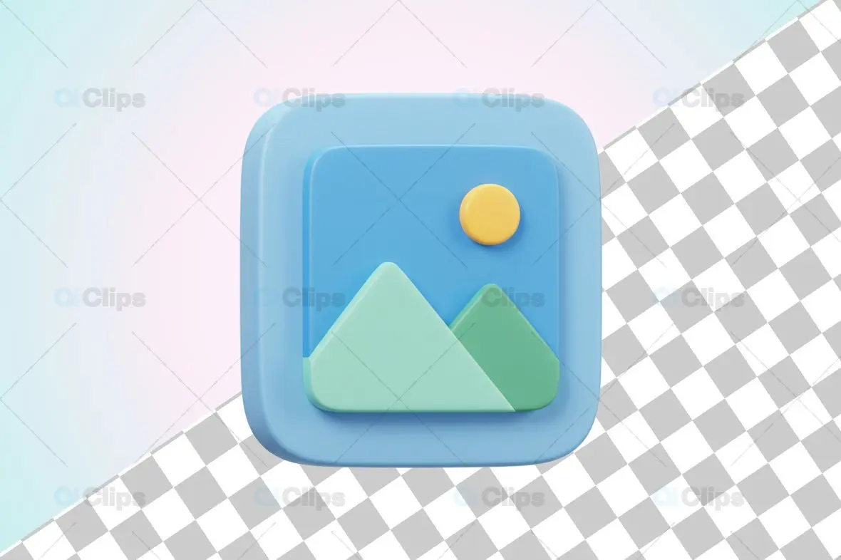 3D Photo Gallery Icon Illustration