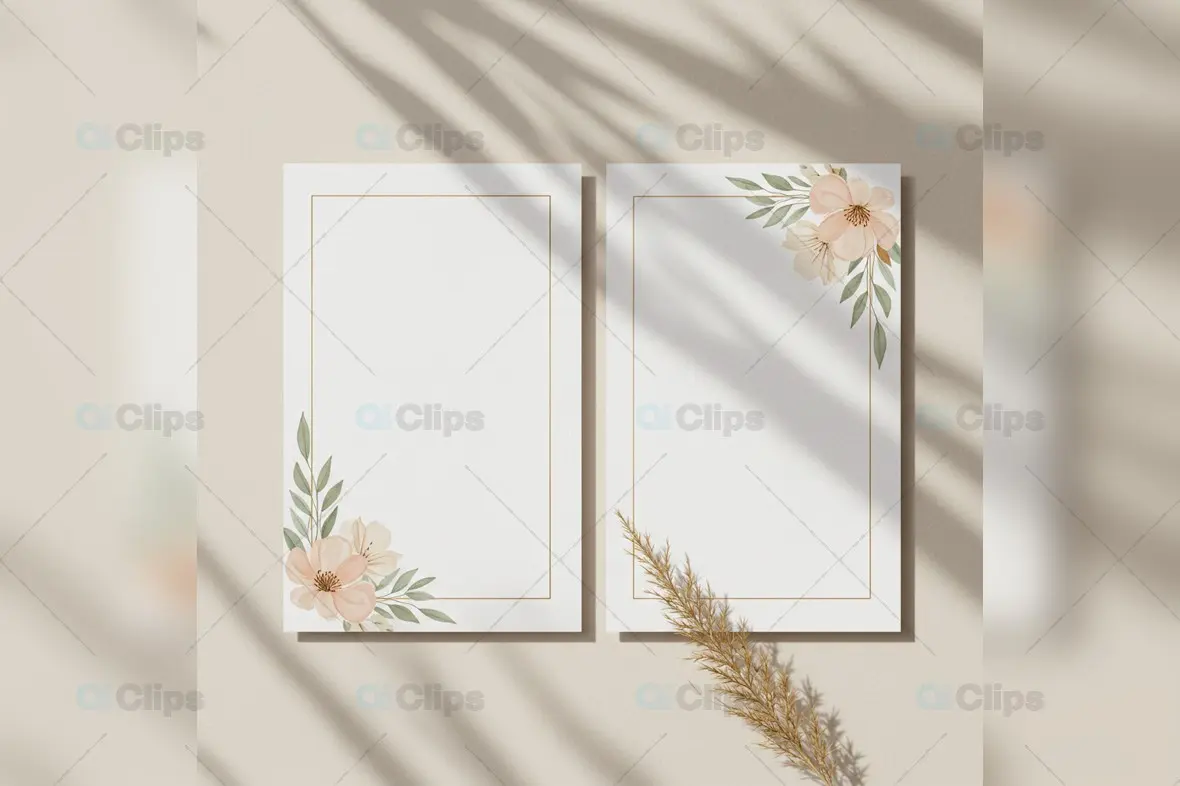 Elegant Floral Frame Templates with Shadow Overlay