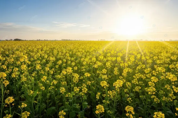 Sunlit Mustard Field Horizon