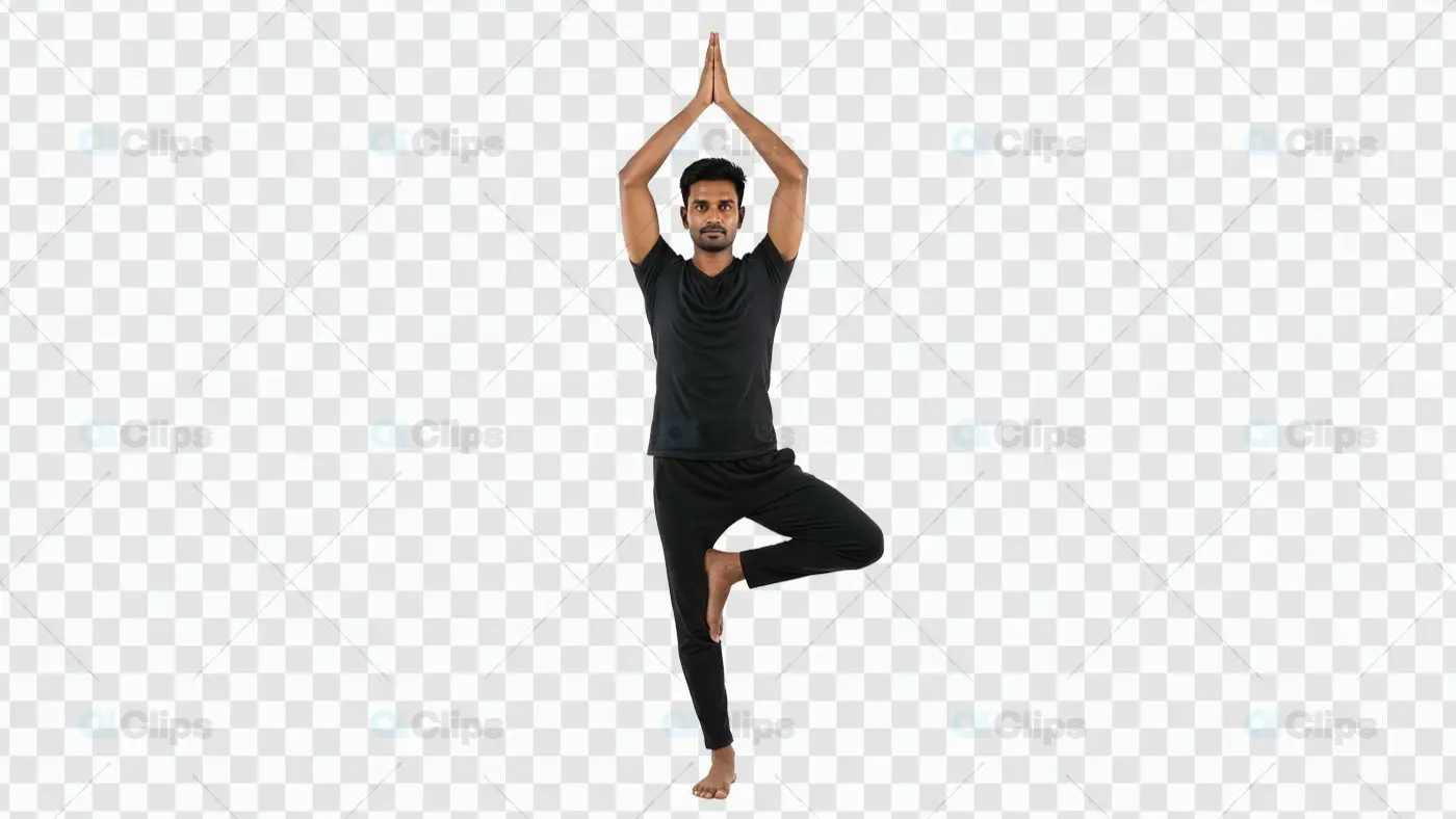 Yoga Tree Pose Balance on Transparent Background