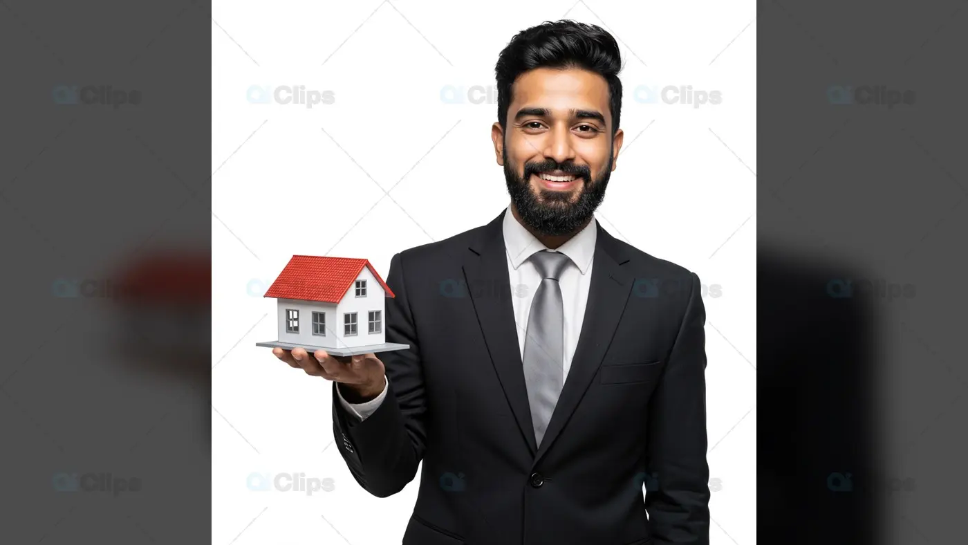 Real Estate Agent Man Presenting Home Ownership Opportunity