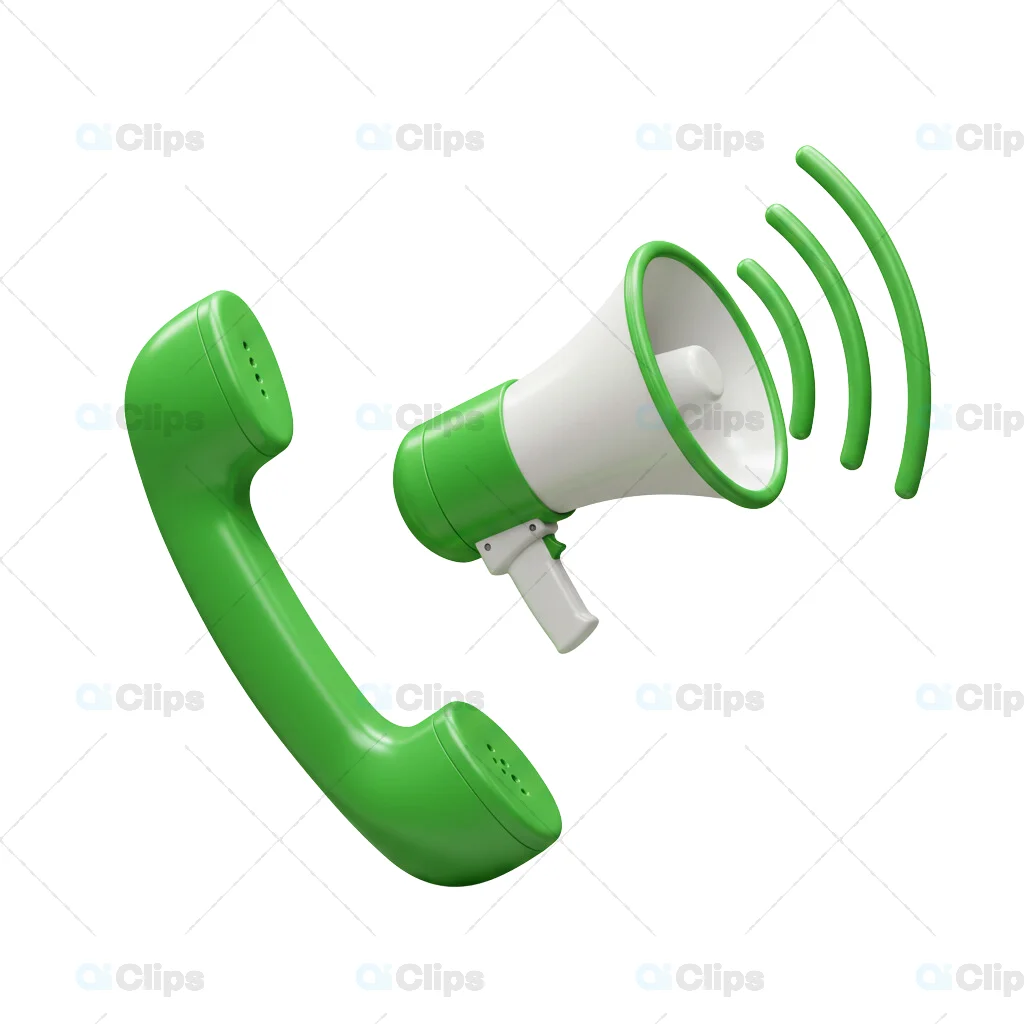 Green Telephone and Megaphone Communication 3D Illustration