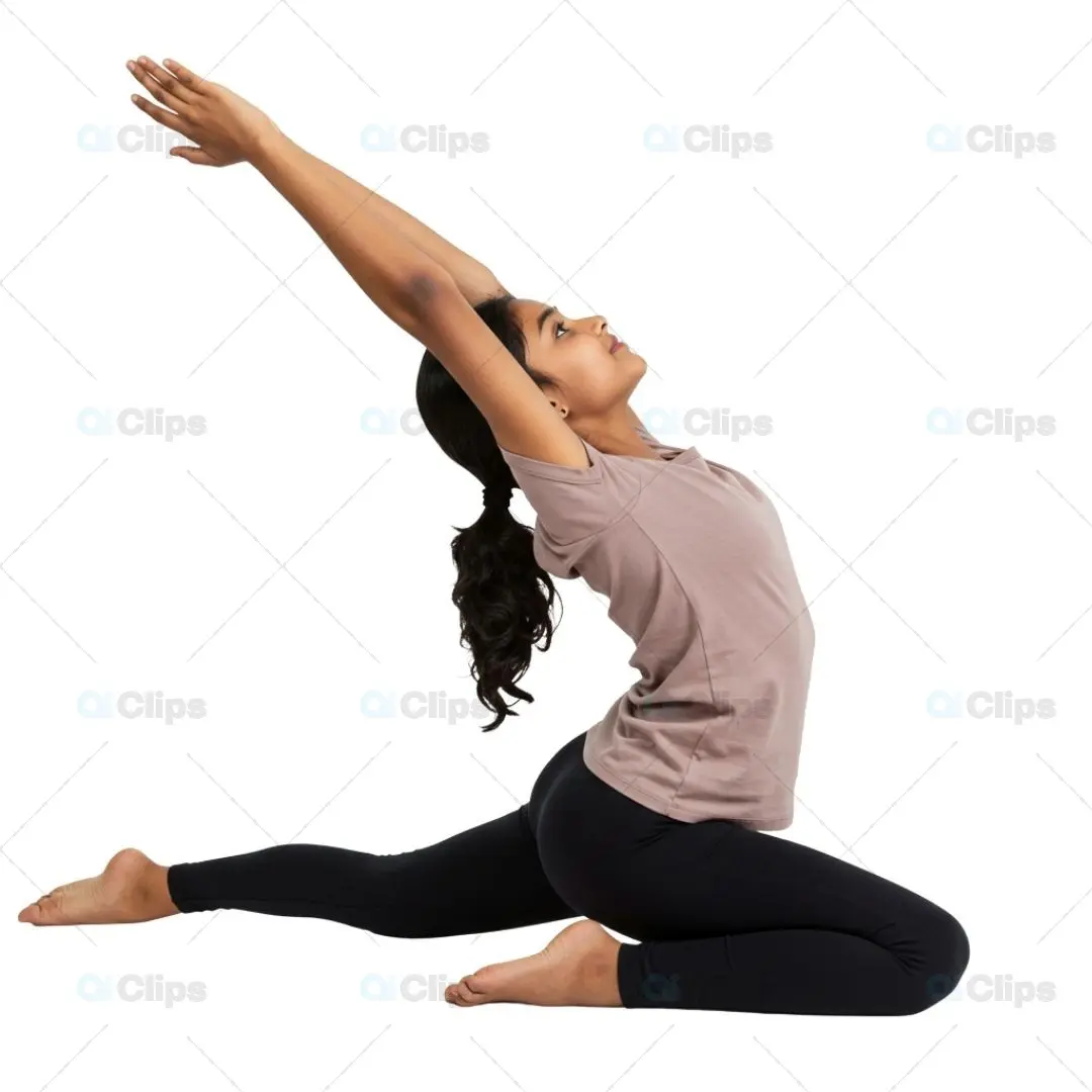 Graceful Yoga Backbend Pose on Transparent Background