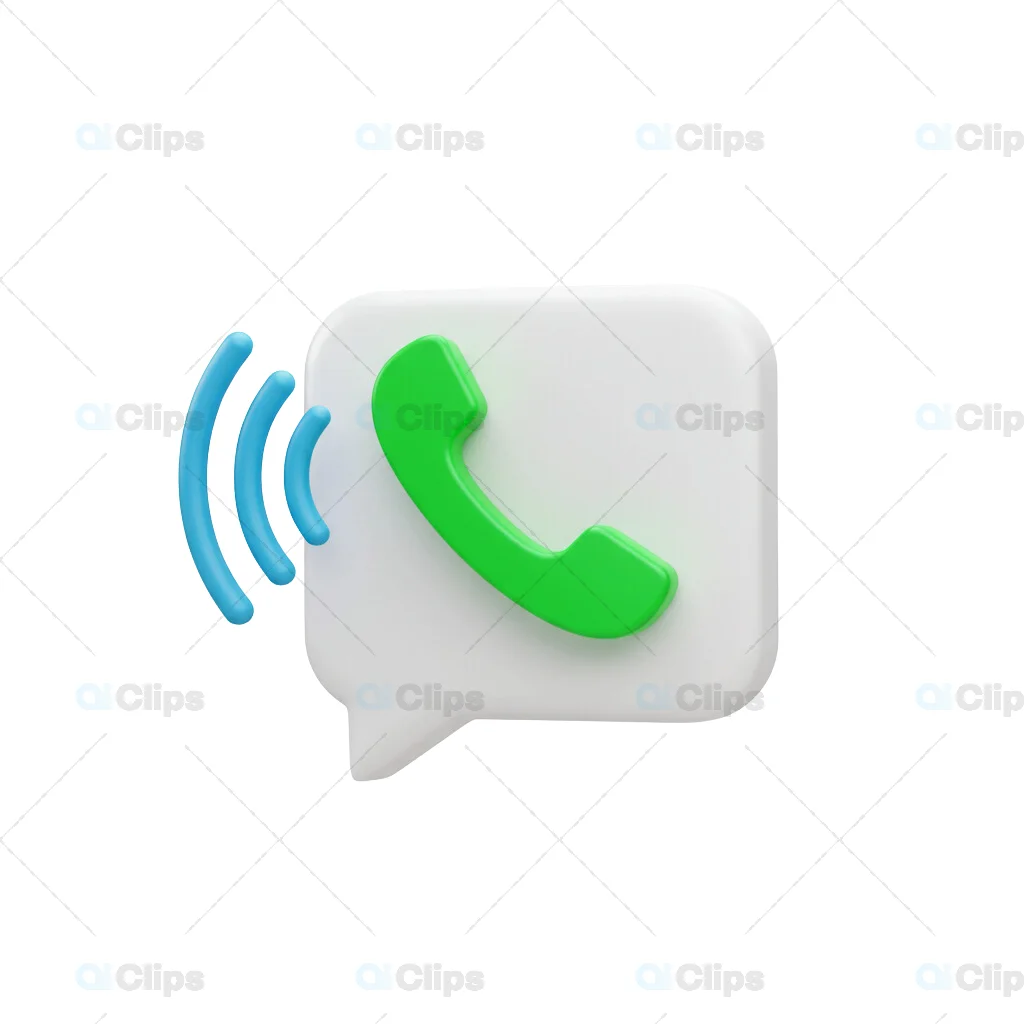 3D Phone Call Icon with Sound Waves in Speech Bubble