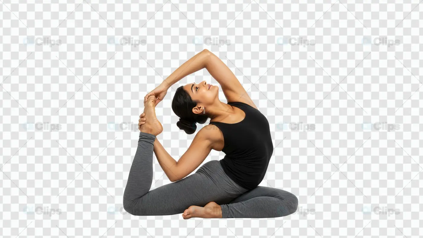 Advanced Yoga King Pigeon Pose on Transparent Background