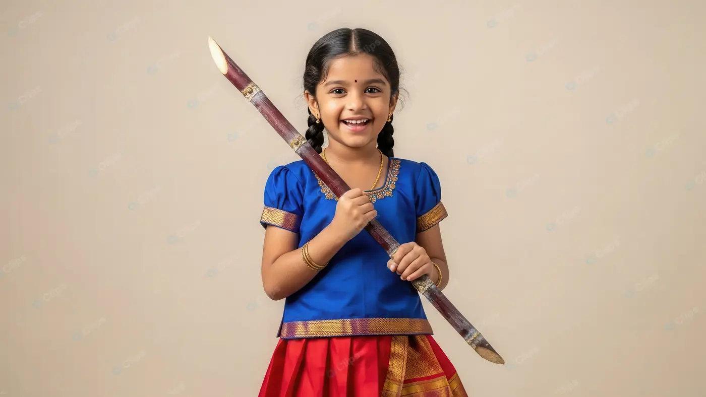 Smiling Girl in Traditional Pongal Attire