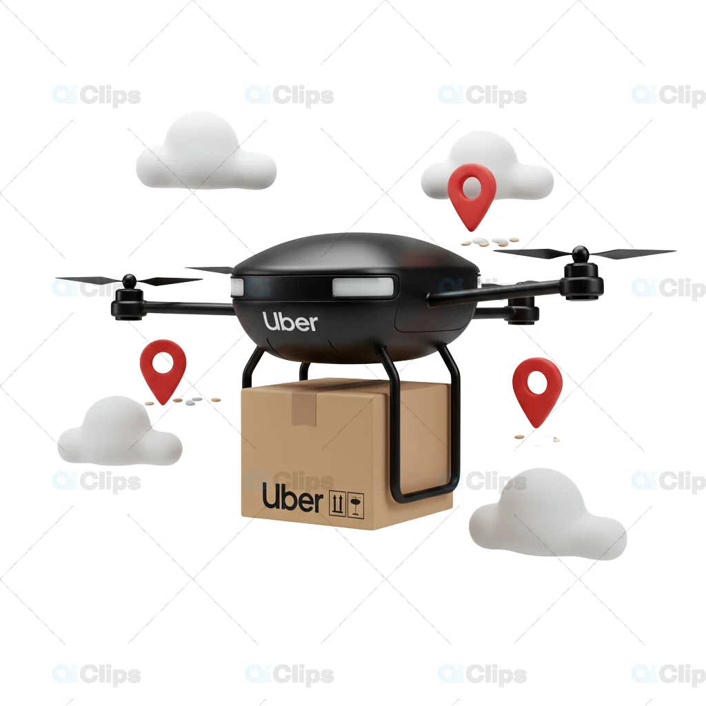 3D Drone Delivery Illustration with GPS Location